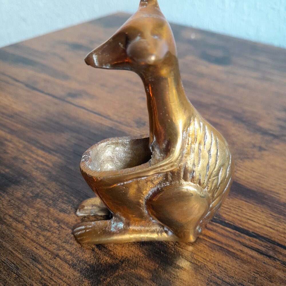 Vintage Brass Kangaroo 3" Incense Burner Miniature with Pouch Pocket Figurine - Picture 3 of 11